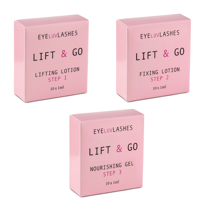 Lash 'Lift & Go' Lotion Set 30 Sachets (10 x Lifting,10x Fixing,10 x Nourishing Gel) 1ml Sachets  Lash Lift Brow Lamination