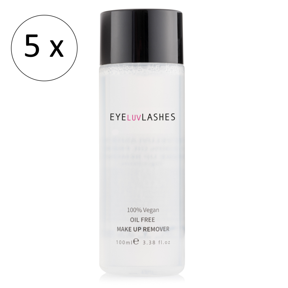5 x Oil Free Make Up Remover & Lash Cleanser for Eyelash Extensions - 100% VEGAN - New Formula 100ml