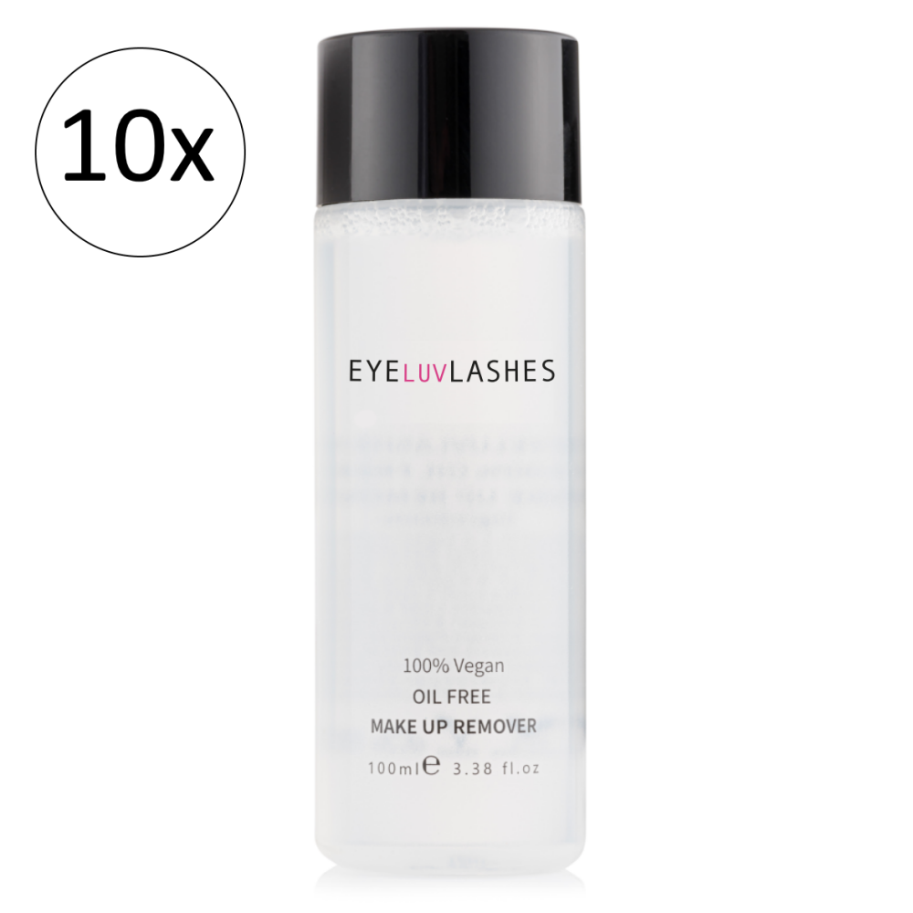 10 x Oil Free Make Up Remover & Lash Cleanser for Eyelash Extensions - 100% VEGAN - New Formula 100ml