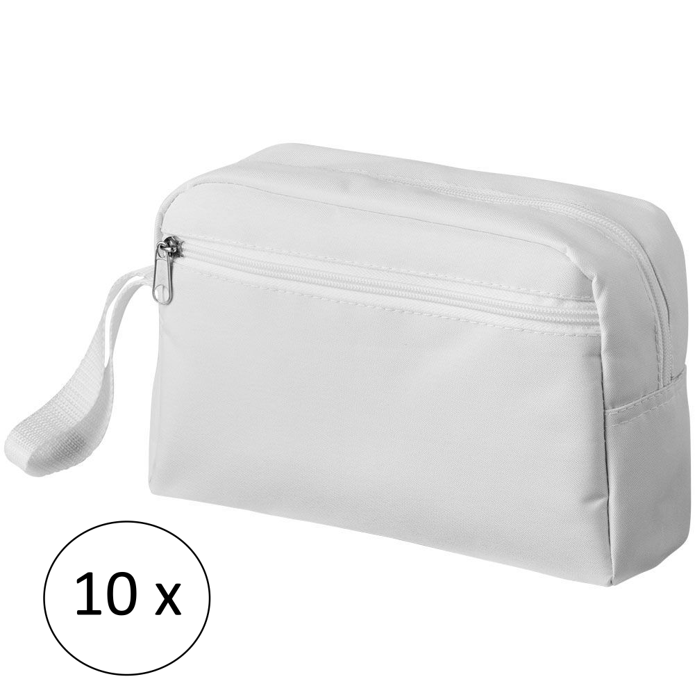 BULK BUY 10 x Vanity Carry Case - Plain White Fabric Carry Case