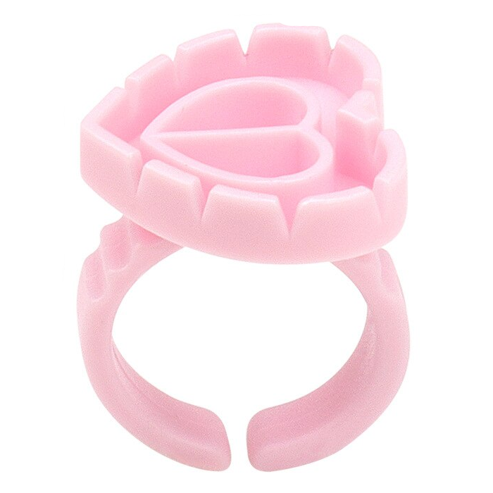 Eyelash Accessory - 100 x Heart Shaped Glue Rings Eyelash Extensions