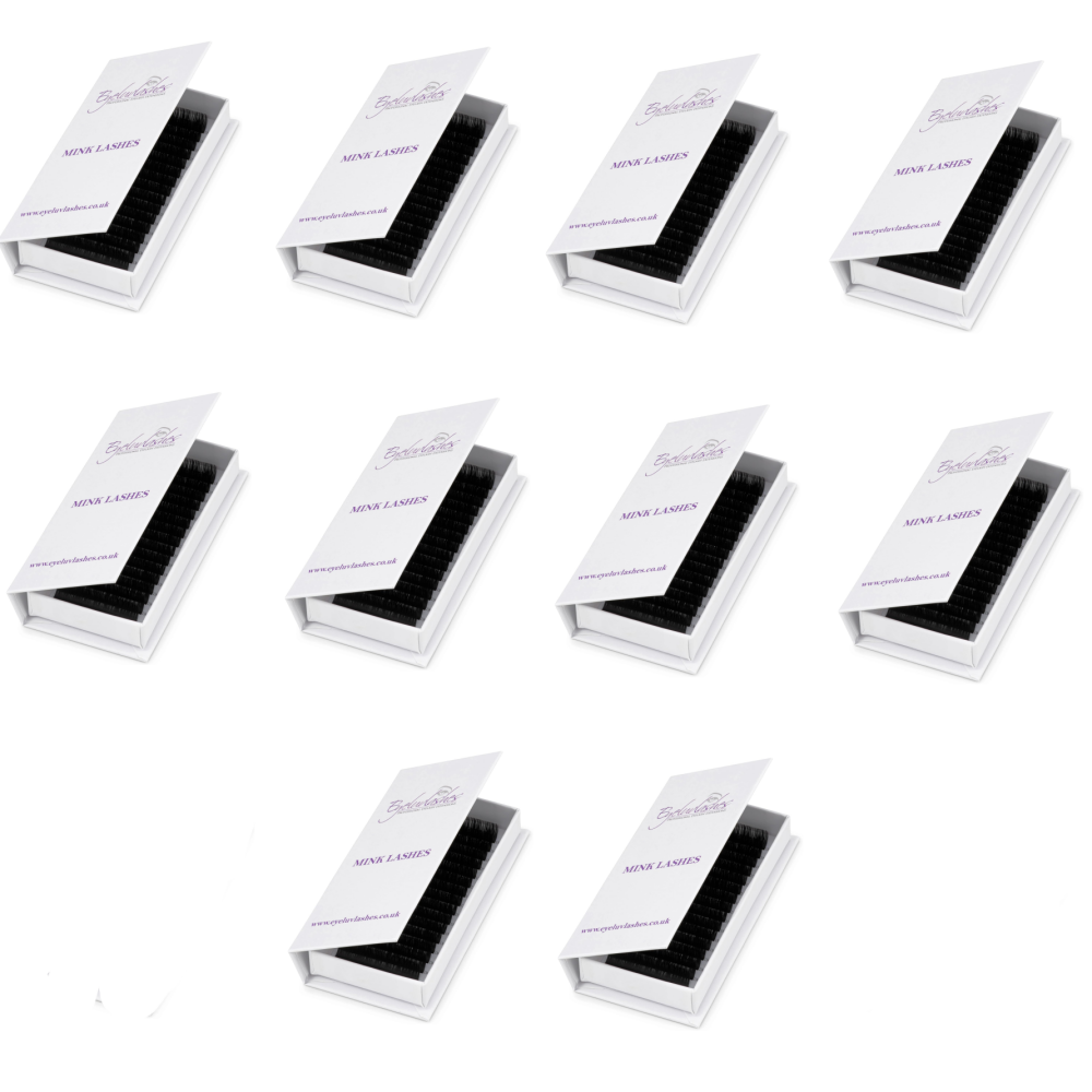 Bundle Box 1 - 10 x Faux Mink Mix Length Volume Cardboard Lash Trays - See description for details