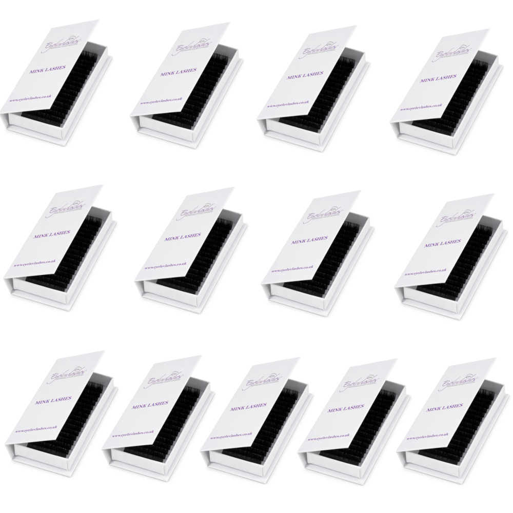 Bundle Box 7 - 13 x Faux Mink Mix Length Classic & Volume Cardboard Lash Trays - See description for details
