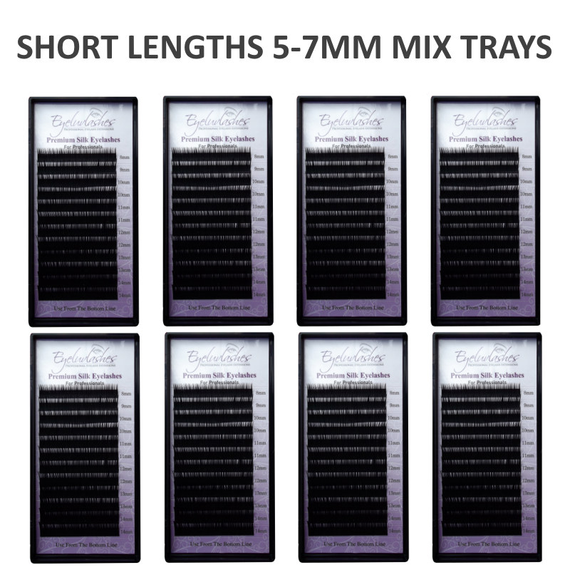 Bundle Box No.48 - 8 x SHORT LOWER LASHES 5-7MM MIX LENGTH C CURL- See description for details