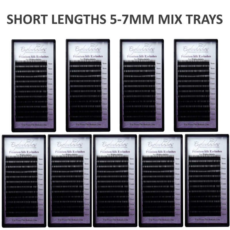 Bundle Box No.49 - 9 x SHORT LOWER LASHES 5-7MM MIX LENGTH C CURL- See description for details