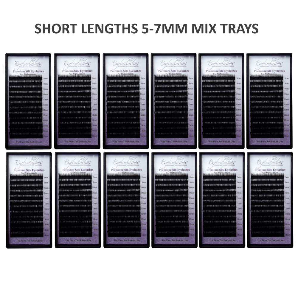 Bundle Box No.50 - 12 x SHORT LOWER LASHES 5-7MM MIX LENGTH CC CURL- See description for details