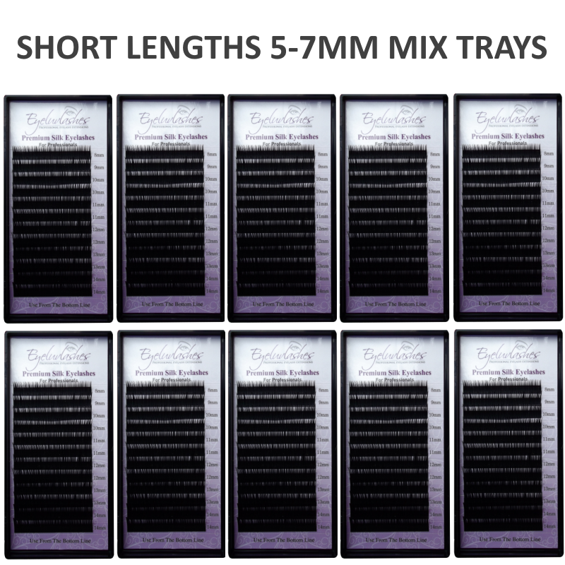 Bundle Box No.56 - 10 x SHORT LOWER LASHES 5-7MM MIX LENGTH D CURL- See description for details