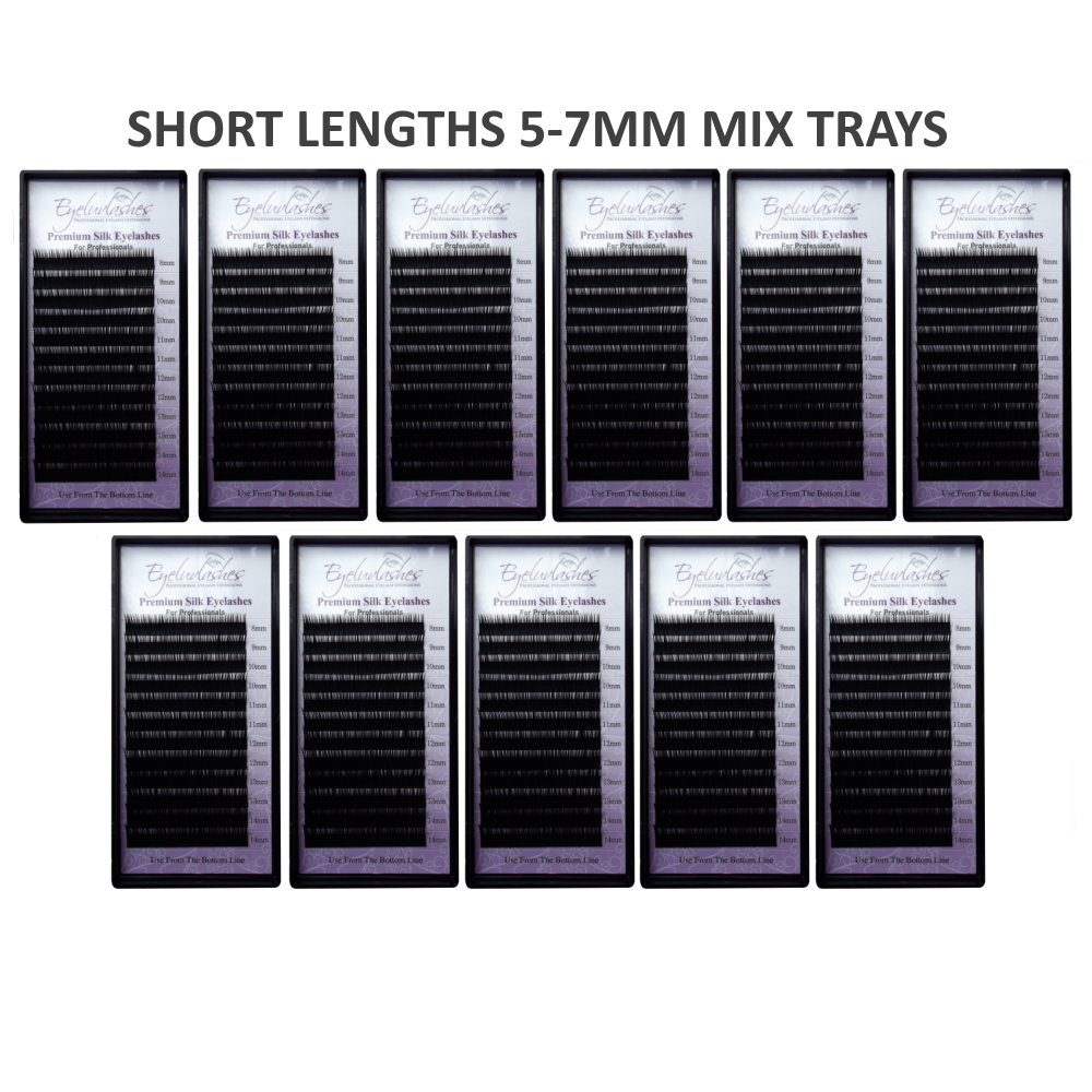 Bundle Box No.57 - 11 x SHORT LOWER LASHES 5-7MM MIX LENGTH D CURL- See description for details