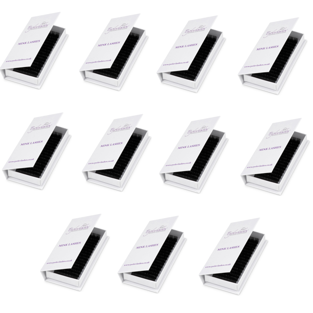 Bundle Box No.59 - 11 x Faux Mink C Curl 0.05 Volume Cardboard Lash Trays - See description for details