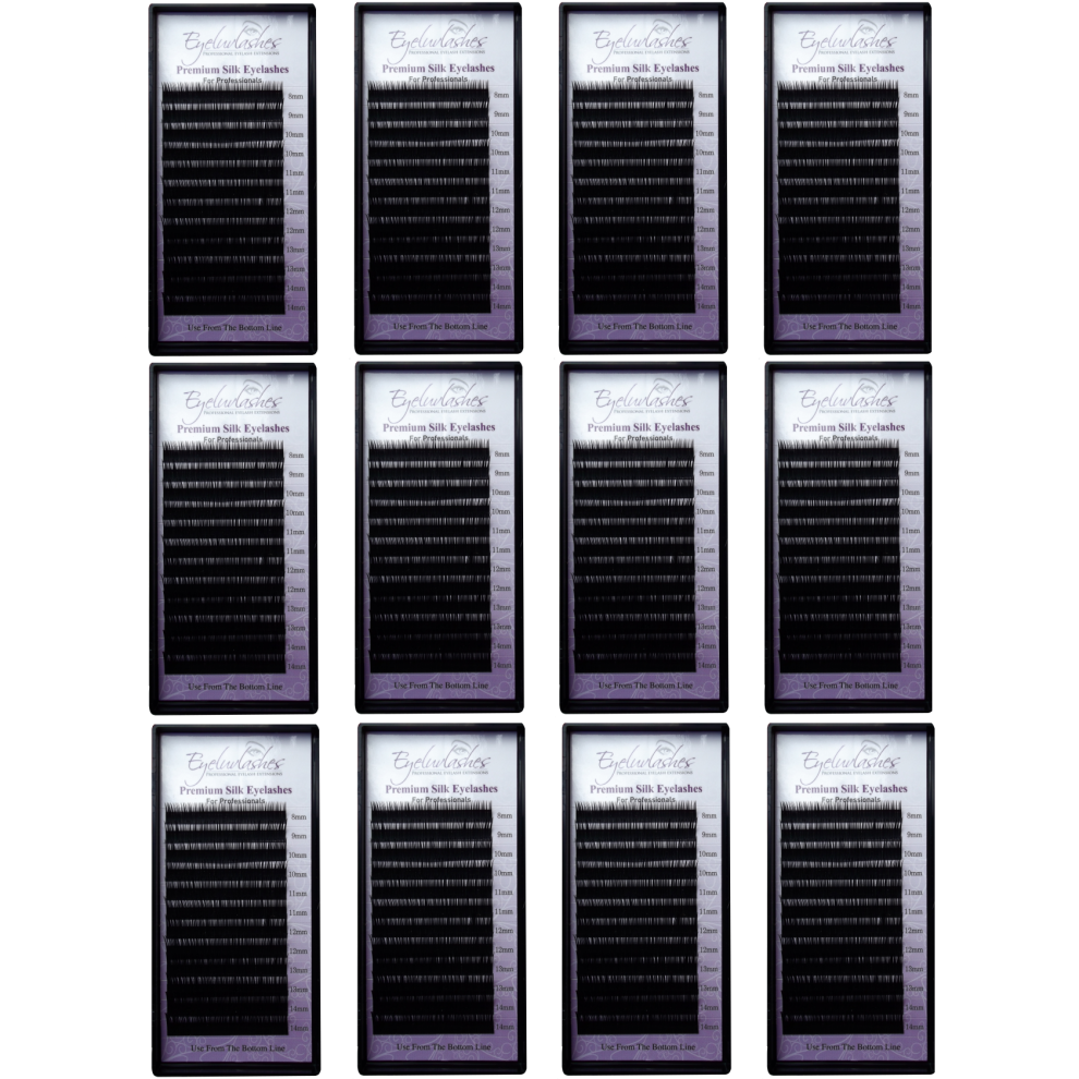 Bundle Box No.100 - 12 x Silk CC Curl 0.03 0.05 0.07 Mix Volume Trays 16 Line - See description for details