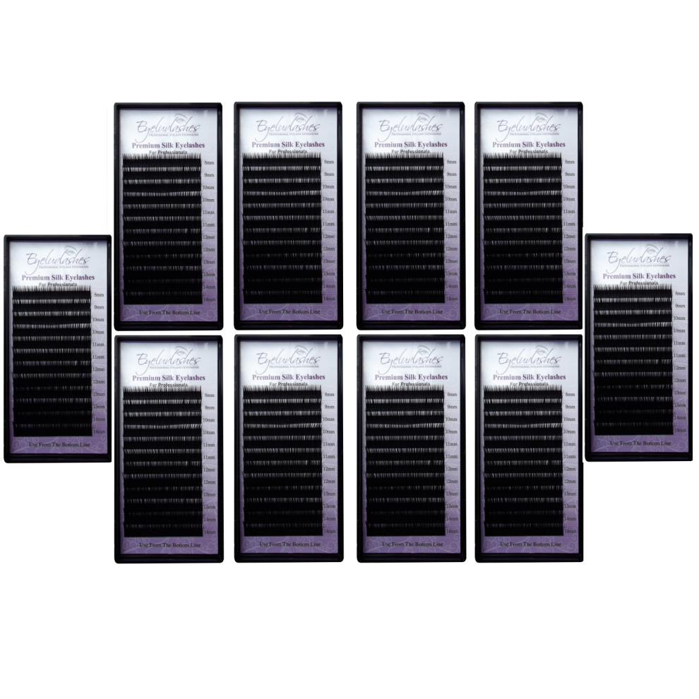 Bundle Box No.101 - 10 x Silk CC Curl 0.07 Mix Volume Trays 16 Line - See description for details