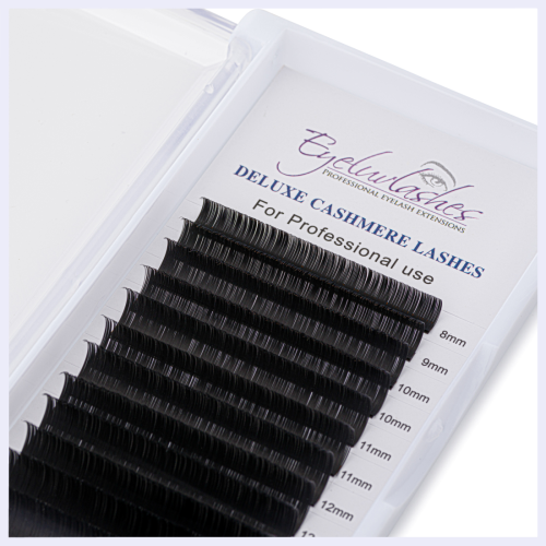 Bundle Box 734 - 10 x DD Curl Cashmere Lash Trays 0.20 (8/10/11/12/13/14/15) Flat Ellipse Split Tip matte Eyelash Extensions Sof