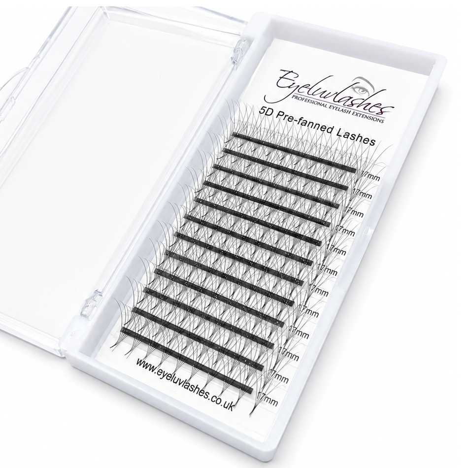 Bundle Box 987 - 8 x PRE-MADE LASH FANS POINTED BASE 5D C CURL 0.07mm - See description