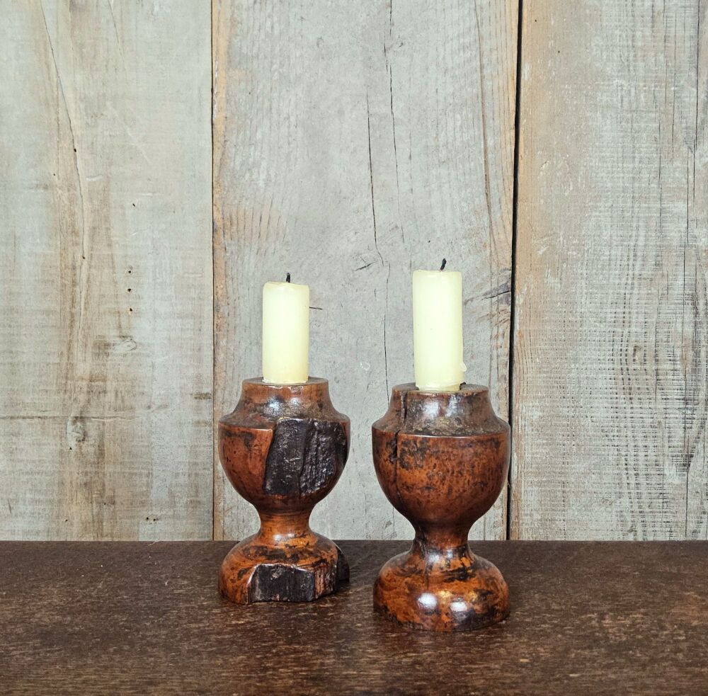 Yew candle holders