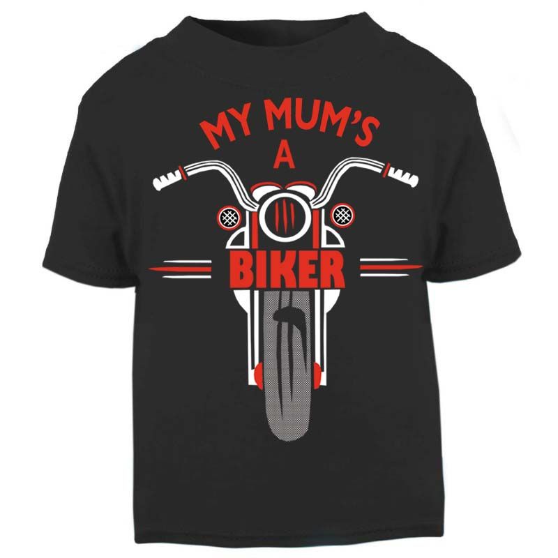 A-My Mum is a biker motorcycle toddler baby childrens kids t-shirt 100% cotton