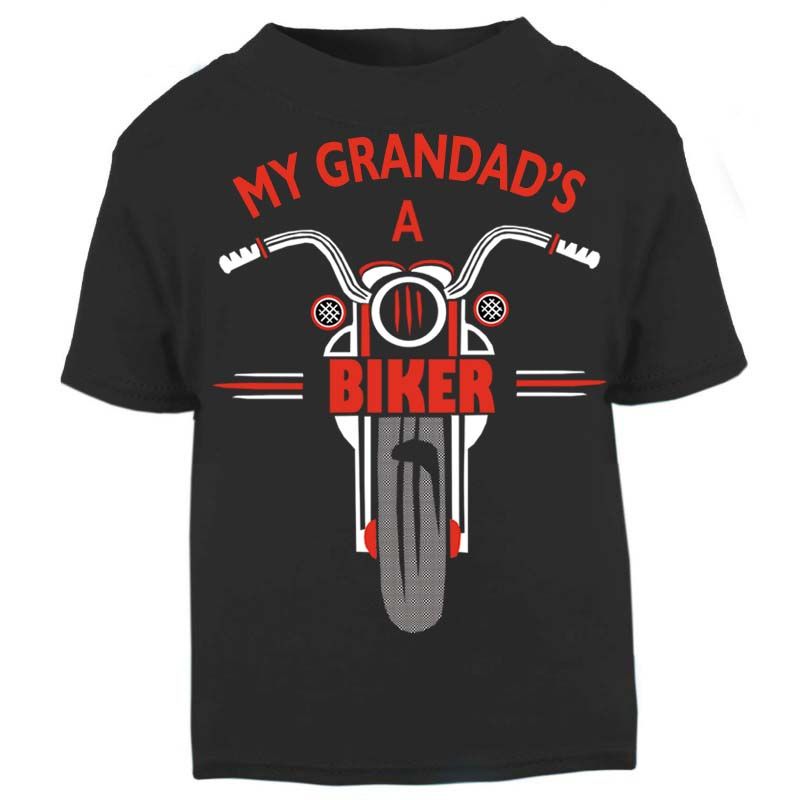 O - My Grandad is a biker motorcycle toddler baby childrens kids t-shirt 100% cotton