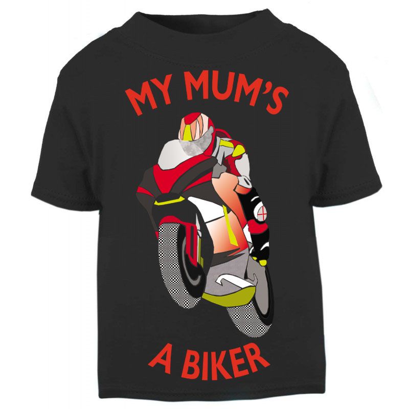 C- My Mum is a biker motorcycle toddler baby childrens kids t-shirt 100% cotton