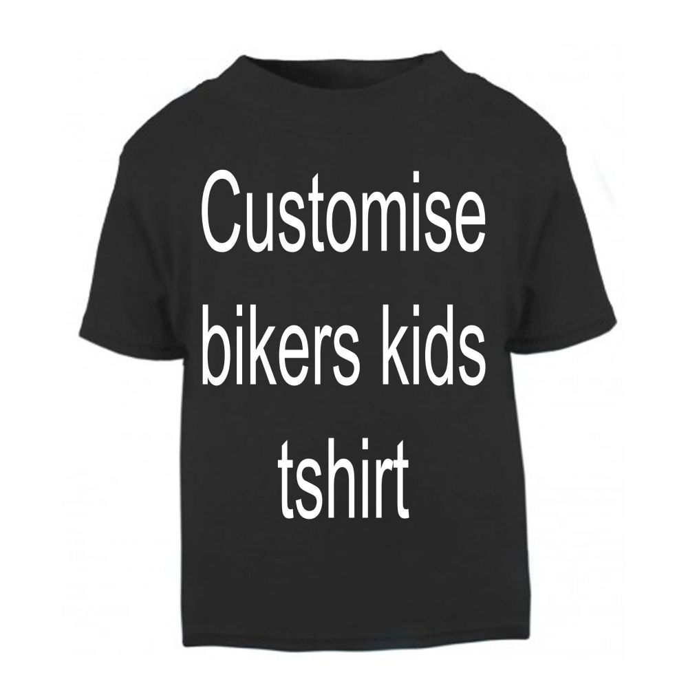 1- Personalised kids childrens black t shirt biker motorcycle present gift 