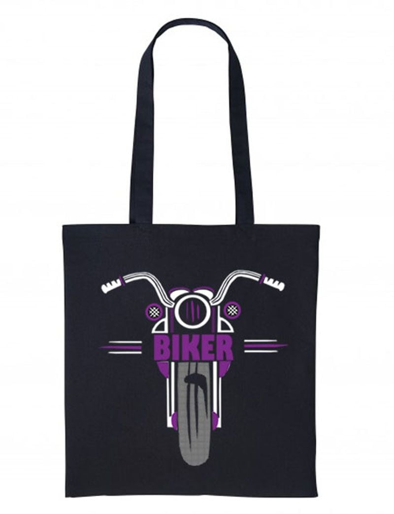1- Purple black motorcycle bike nutshell black tote canvas shoulder shoppin