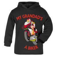 Q - My Grandad is a biker motorcycle toddler baby childrens kids hoodie 100% cotton