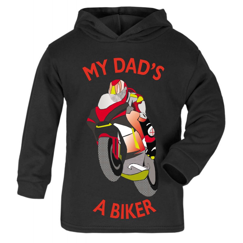 G-Black & Red My Dad A Biker motorcycle childrens kids hoodie 100% cotton