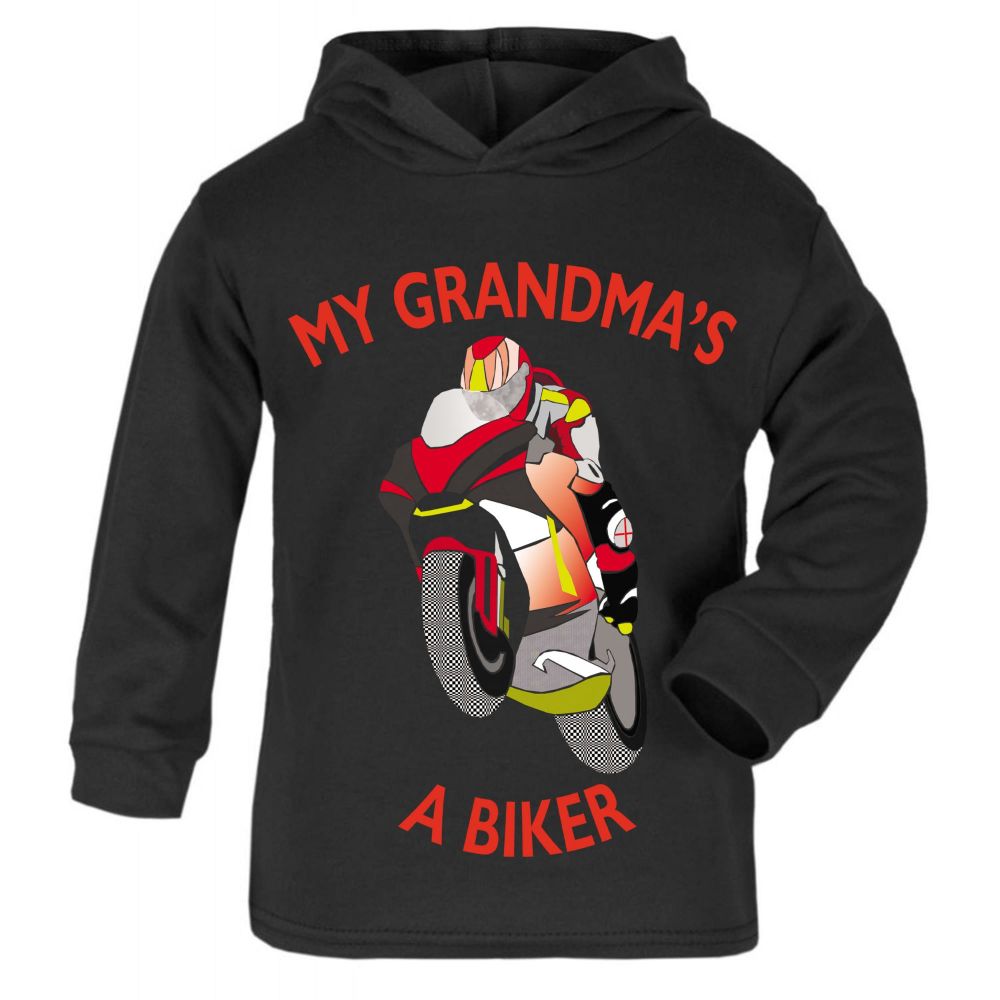 M- My Grandma is a biker motorcycle toddler baby childrens kids hoodie 100% cotton