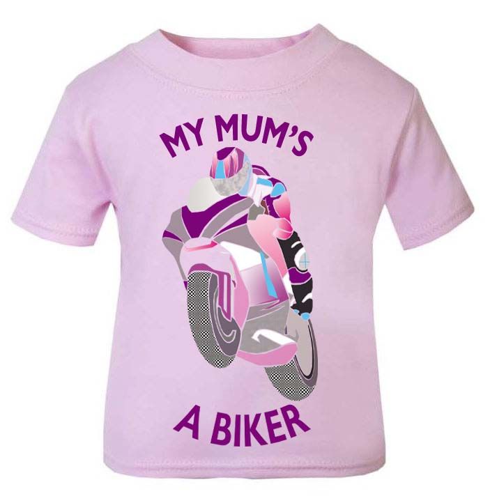 D-My Mum is a biker motorcycle toddler baby childrens kids t-shirt 100% cotton