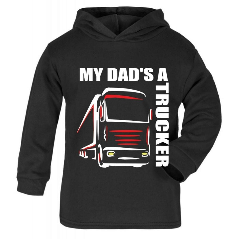 Z -My Dad is a Trucker toddler baby childrens kids black hoodie