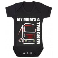 Z -My Mum's A Trucker black romper suit kids boy girl Lorry HGV Volvo Scania Iveco