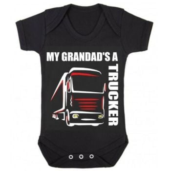 Z -My Grandad's A Trucker black romper suit kids boy girl Lorry HGV Volvo Scania Iveco