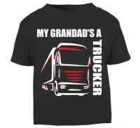 Z - My Grandad's A Trucker black t shirt kids boy girl Lorry HGV Volvo Scania Iveco