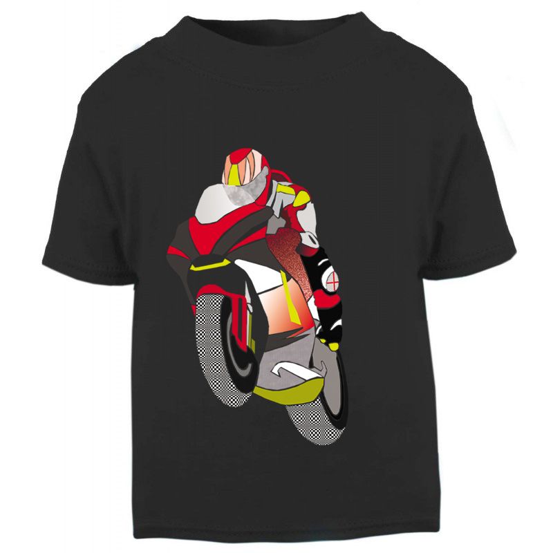 1- Personalised kids childrens black t shirt biker motorcycle present gift 
