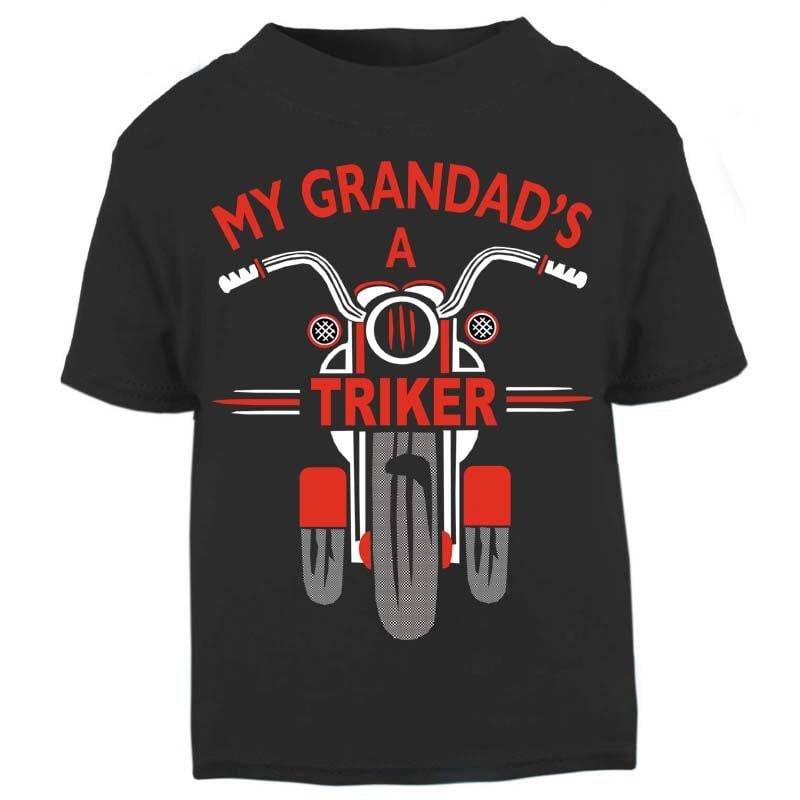 O - My Grandad is a triker trike motorcycle childrens kids t-shirt 100% cotton