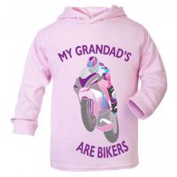 O - My Grandad is a biker motorcycle toddler baby childrens kids pink hoodie 100% cotton