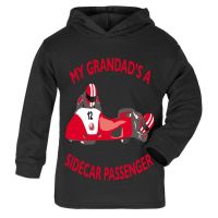 Q - My Grandad is a sidecar passenger motorcycle kids black hoodie