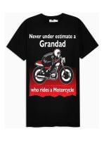 Q - Never under estimate a Grandad who rides a motorcycle kids black tshirt t shirt
