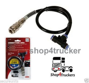 Truck lorry HGV 6mm push fit air line T shaped connector with 50cm tube 13 bar
