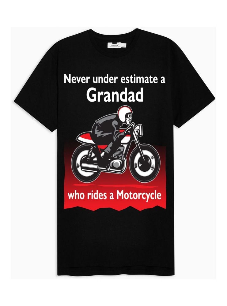 Never under estimate a Grandad who rides a motorcycle mens black tshirt t-shirt