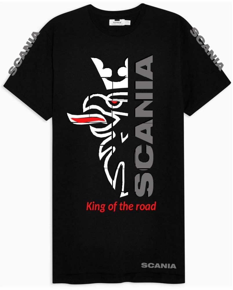 W - Scania truck lorry king of the road black & grey tshirt 