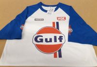 Motorcycle retro Gulf logo tshirt with NGK spark plugs & Ferodo logos