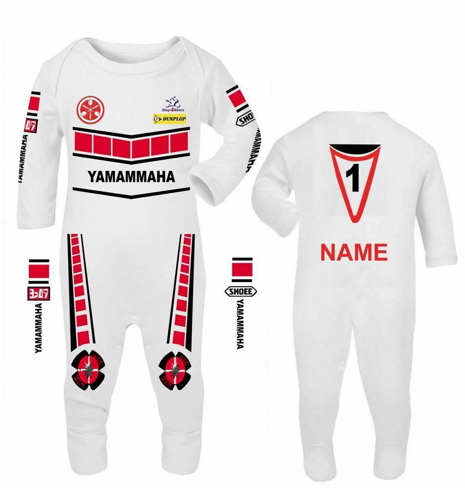 MOTO BABY GROW Babygrow yamamma BIANCO BABY RACE Romper Suit Made in UK 