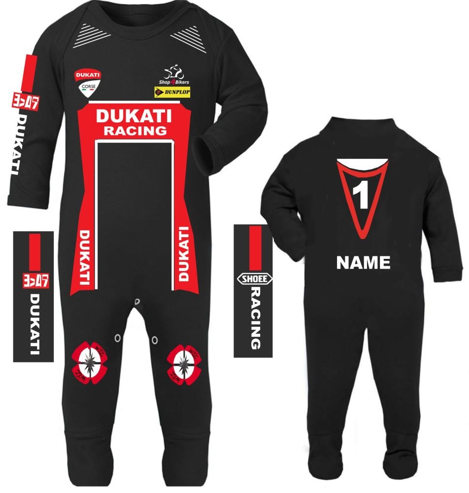 3-Motorcycle Baby grow babygrow Dukati Racing Race romper suit Wiz Knee sli