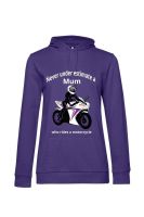 Never under estimate a Mum who rides a motorcycle purple women hoodie