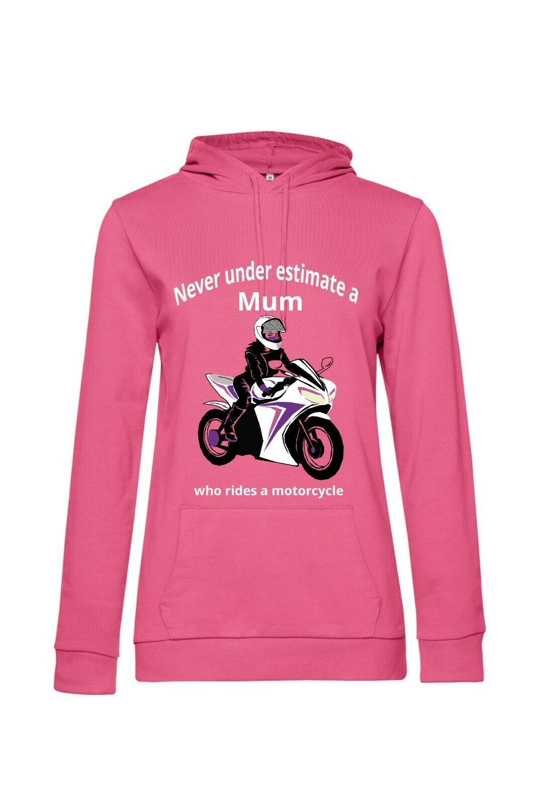 Never under estimate a Mum who rides a motorcycle pink women hoodie
