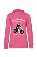 Never under estimate a Grandma who rides a motorcycle pink women hoodie
