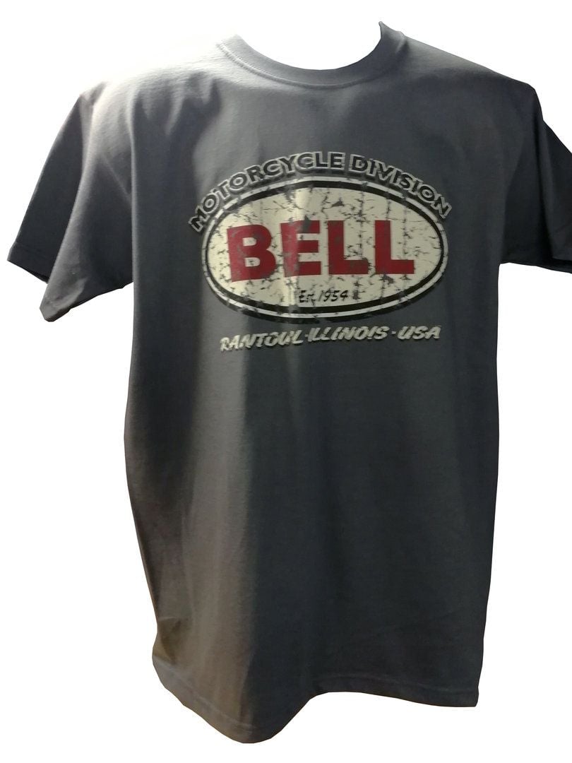 A - Bell Auto Racing Retro Logo Design mens T-shirt Tee grey