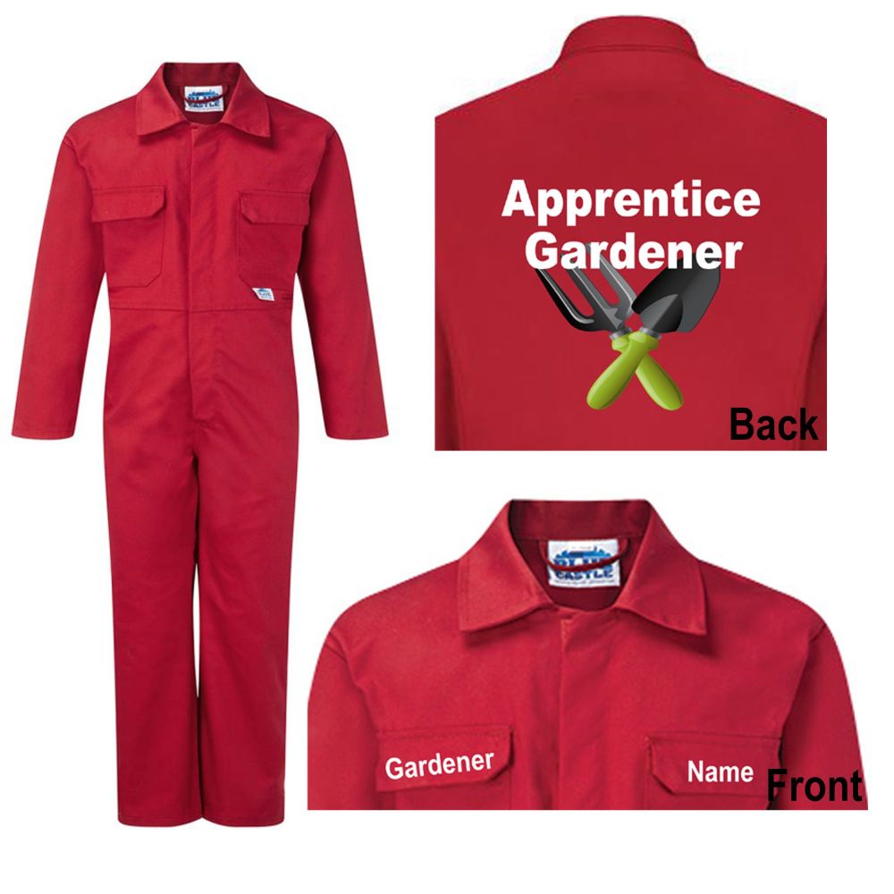 Kids Children Motokids red boiler suit overalls coveralls apprentice gardener