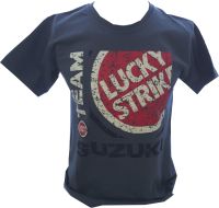 A- Lucky Strike Suzuki Retro Logo Replica Design mens T-shirt Tee Grey
