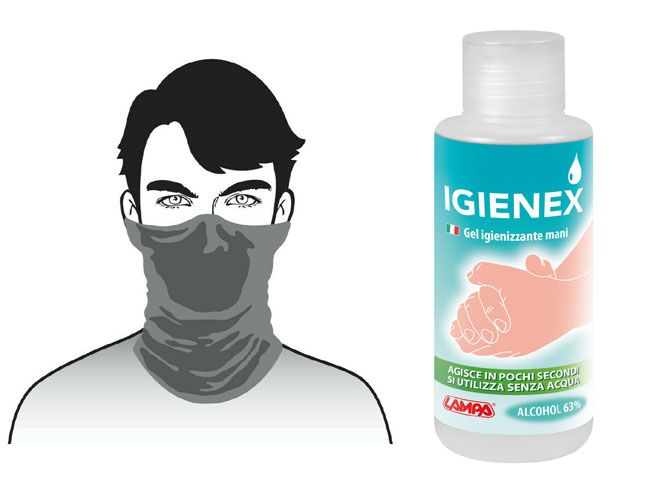 100% Cotton black neck tube face mask washable & 150ml hand sanitizer