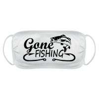 Gone fishing face mask cover reusable washable comfy fit white double layered